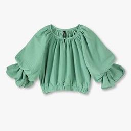Top w puff sleeves w back t, green, 8-9y-image-4