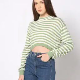 Women Striped Flat-Knit Crew-Neck Pullover-image-52