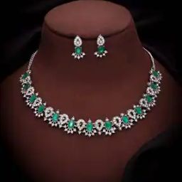 Women Stone-Studded Necklace & Earrings Set-image-95
