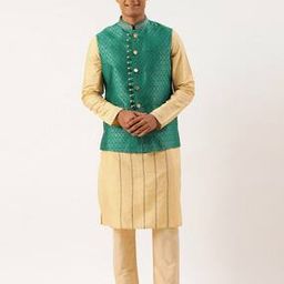 Men Floral Print Nehru Jacket with Mandarin Collar-40