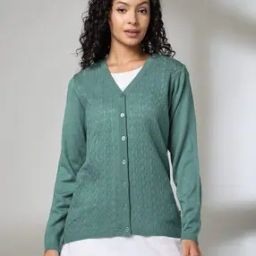 Women Pointelle-Knit V-Neck Cardigan-image-91