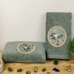 Set of 2 Embroidered Cotton Hand Towels-34