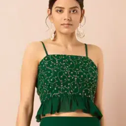 Embroidered Frilled Crop Top-picture-16