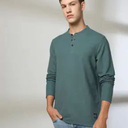 Men Slim Fit Cotton Henley T-Shirt-image-59
