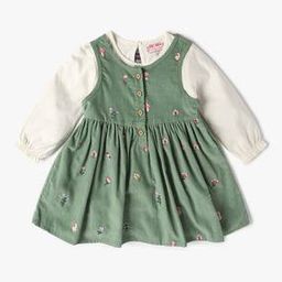 Girls Floral Embroidered Fit & Flare Dress with T-Shirt-picture-17