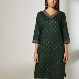 Women Block Print Straight Kurta-image-74