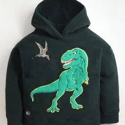 Dinosaur Embroidered Hoodie with Kangaroo Pocket-image-40