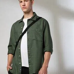Men Regular Fit Shacket with Patch Pockets-picture-7