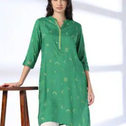 Women Geometric Print Straight Kurta-image-80