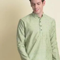 Mandarin-Collar Long Kurta-image-8