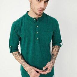Regular Fit Cotton Short Kurta with Patch Pocket-image-64