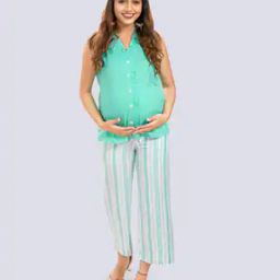 Striped Ankle Length Maternity Trouser-image-14