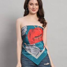 Women Floral Print Crepe Silk Scarf-image-23