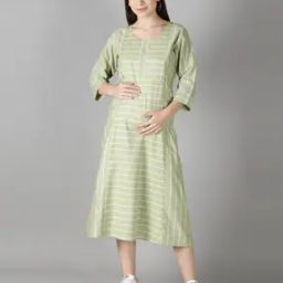 Striped A-Line Dress with Insert Pocket-image-29