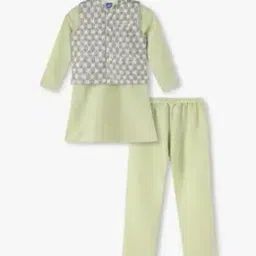kb team spirit Boys Jacuard Sequenced Jacket with Kurta Pjyama Set-picture-40
