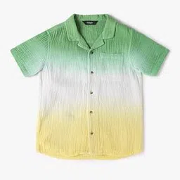 Boys Ombre-Dyed Boxy Fit Cotton Shirt with Patch Pocket-image-89