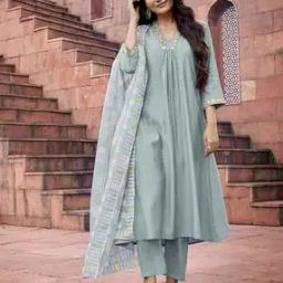 Women Embroidered Flared Kurta & Pants with Dupatta Set-42