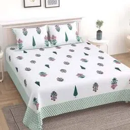 150 TC Floral Print King-Size Bedsheet with Pillow Covers-22