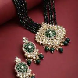 Stone-Studded Necklace & Earrings Set-13