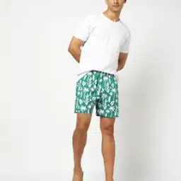 Men Tropical Print Boxers with Elasticated Waist-image-70