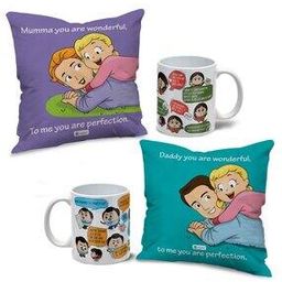 Set of 2 Graphic Print Cushion Covers with Coffee Mugs-0