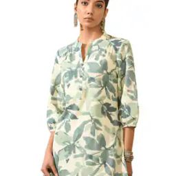 Women Leaf Print Straight Kurti-image-16