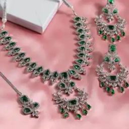 Women Rhodium-Plated American Diamond Studded Multi-piece Set-image-45