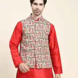 Men Nehru Jacket with Welt Pockets-image-84