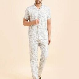 sweet dreams Men Geometric Regular Fit Shirt & Pants Lounge Set-picture-47