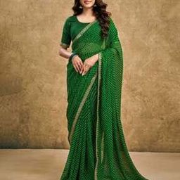Women Bandhani Print Saree with Contrast Border-image-18
