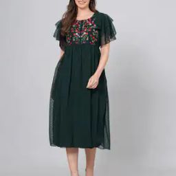 Women Embroidery Round-Neck Dress-image-21