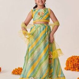 Girls Striped Lehenga Choli with Dupatta-image-16