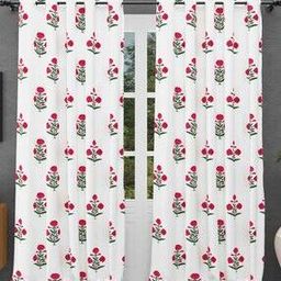 Set of 2 Floral Print Eyelets Window Curtains-image-30