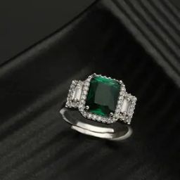 Women Silver-Plated American Diamond-Studded Adjustable Ring-image-3