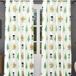 Set of 2 Floral Print Eyelets Window Curtains-image-29