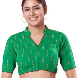Women Ikat Print Front Open Blouse-image-4