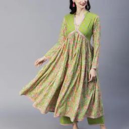 Floral Printed High-Slit Anarkali Kurta & Palazzos Set-picture-26