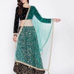Embellished Net Dupatta with Lace Border-49