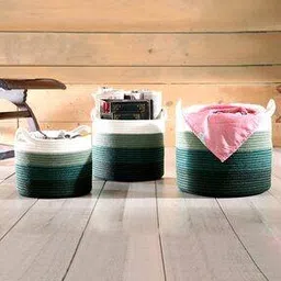 Set of 3 Colourblock Multipurpose Baskets with Handles-12
