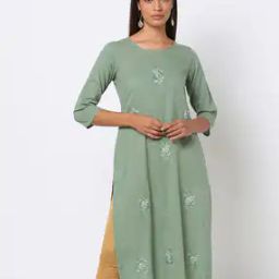 Embroidered Round-Neck Straight Kurta-image-24