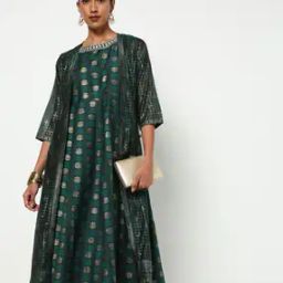 Floral Print A-line Kurta with Jacket-picture-9