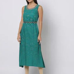Bandhani Print A-Line Kurta with Belt-picture-26