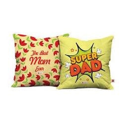 Set of 2 Typographic Print Cushion Covers with Cushions 12" x 12"-32
