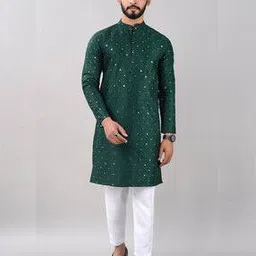 Embellished Silk Long Kurta-image-4