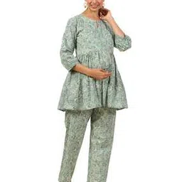 Women Woven Top & Pyjamas Set-image-2