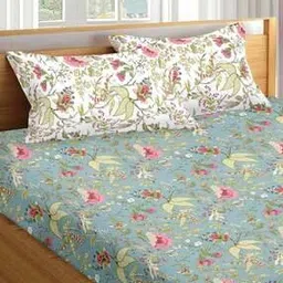 180 TC Floral Print King-Size Bedsheet with Pillow Covers-37