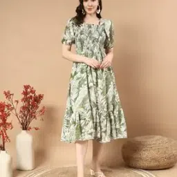 xqsee Women Floral Print Fit & Flare Dress-picture-26