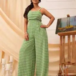 Women Checked Square-Neck Jumpsuit-picture-26