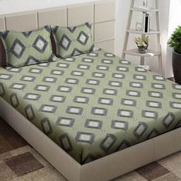 210 TC Geometric Print King-Size Bedsheet with Pillow Covers-19
