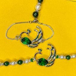 Set of 2 Peacock-Shaped Stone-Studed Tie-Up Rakhis-image-43